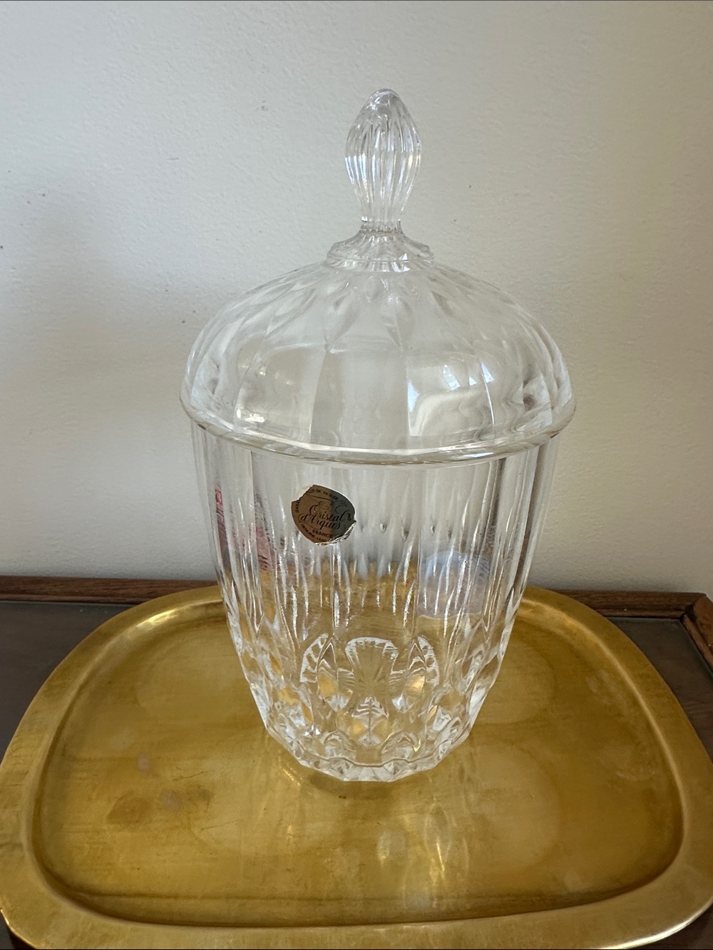 Vintage Cristal d’Arques “Bretagne” Lead Crystal Biscuit Barrel or Candy Dish
